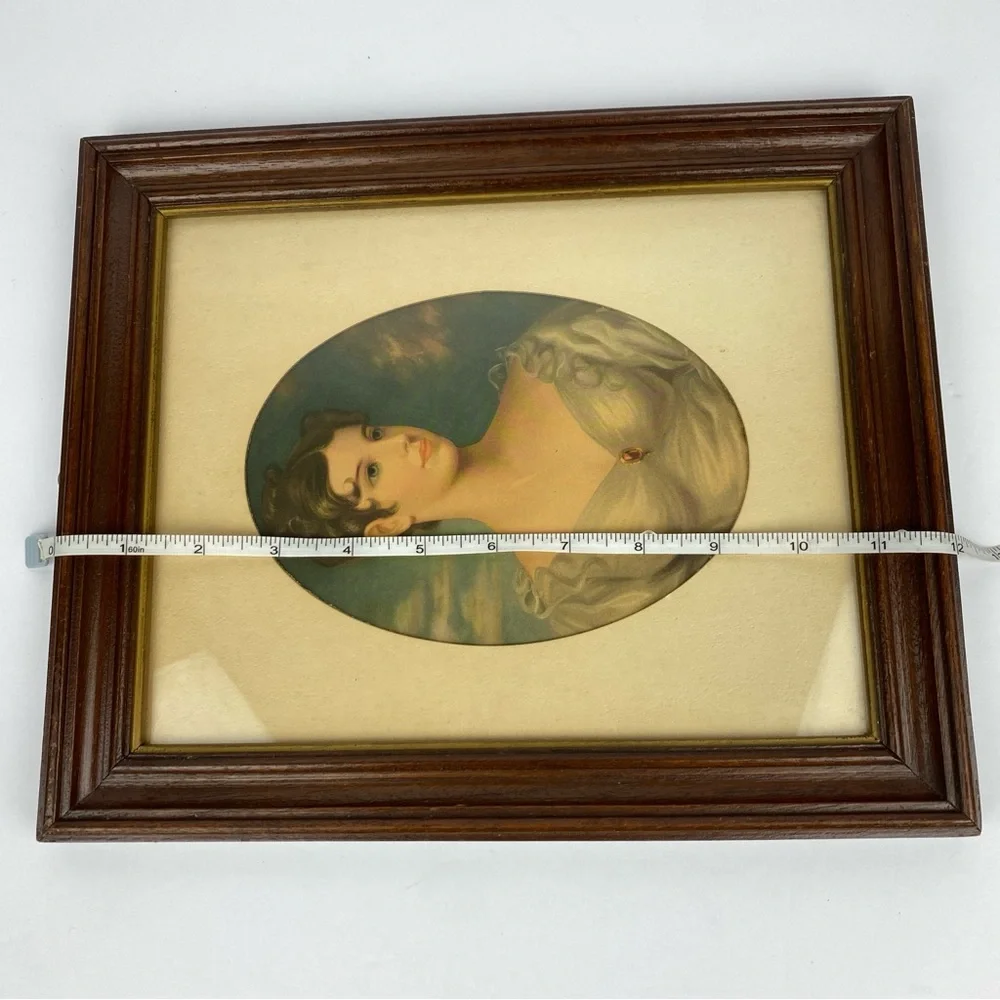 Vintage Wood Framed Print Portrait Lady Belgrave Vicountess Oval 10
